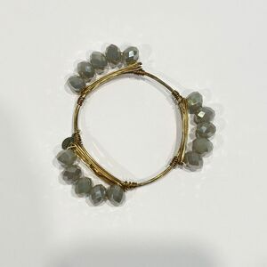 Bourbon And Boweties Gold Tone Gray Crystal Bangle Bracelet